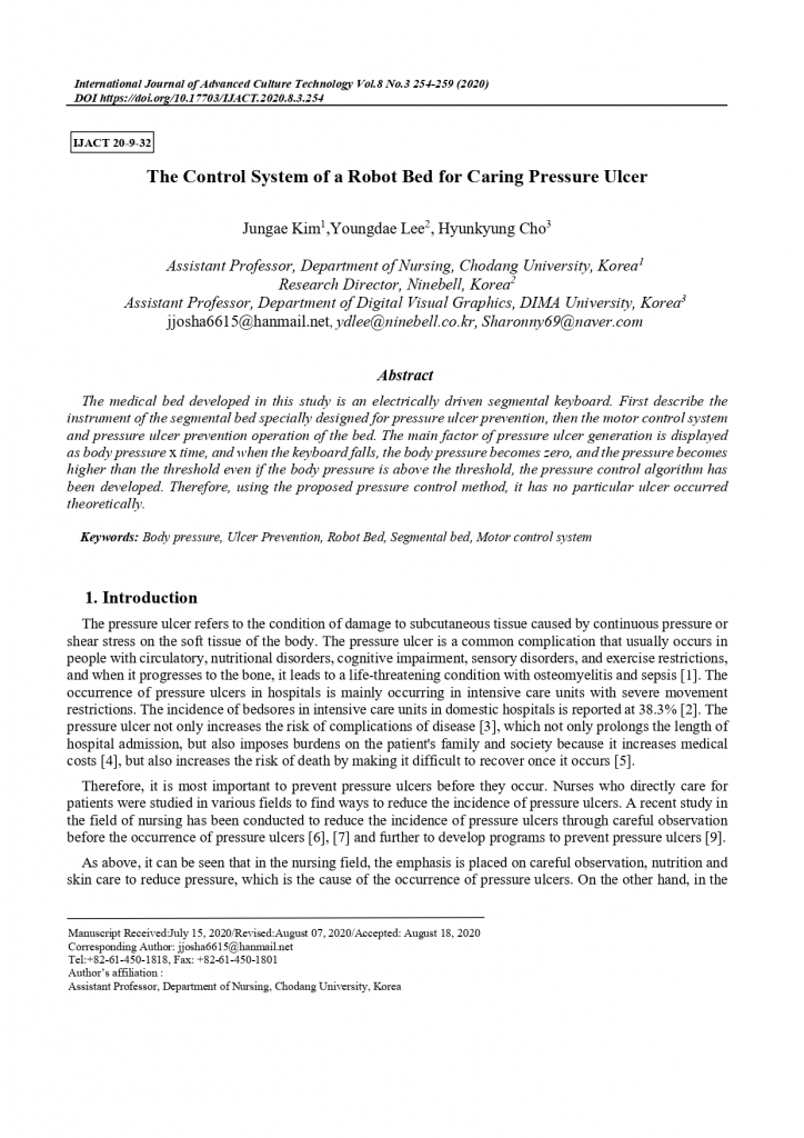 The Control System of a Robot Bed for Caring Pressure Ulcer